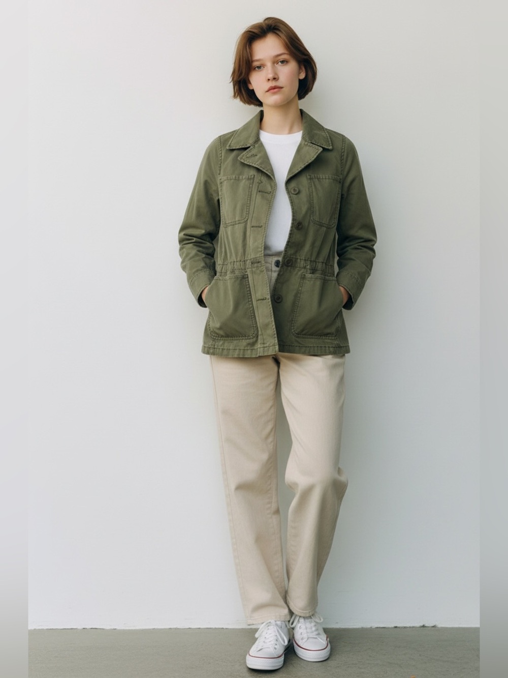 Madewell Olive Green Utility Jacket with Patch Pockets